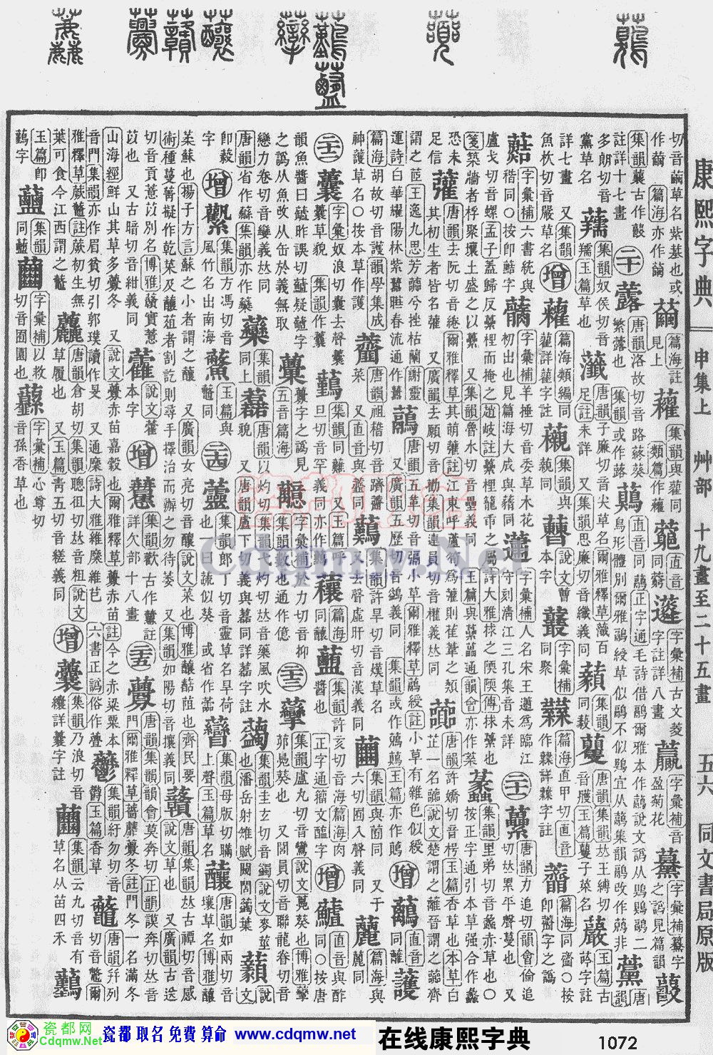 瓷都取名——康熙字典原图扫描版，第1072页